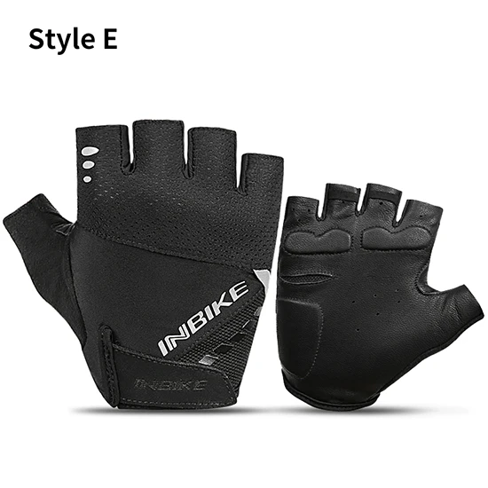 Style E-black INBIKE велосипедные перчатки с полупальцами, летние перчатки для горного велосипеда, дышащие мужские и женские Перчатки для фитнеса, велосипедные перчатки, анти-шоковые спортивные перчатки - Цвет: Style E-black