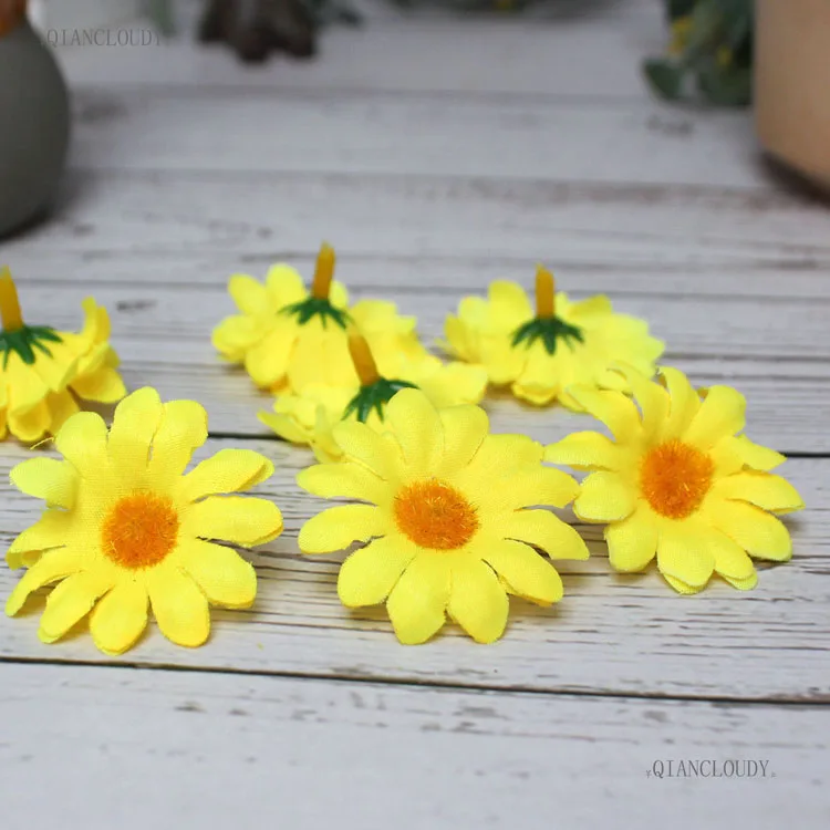 Yellow 10 штук 3 см Искусственный Подсолнух Дейзи Шелковый Свадебные цветы День рождения украшения Скрапбукинг DIY аксессуары A20 - Цвет: Yellow