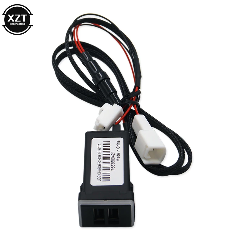 qc3 0 car charger dual usb ports phone quick charge pda dvr adapter plug play cable for toyota series cars free global shipping