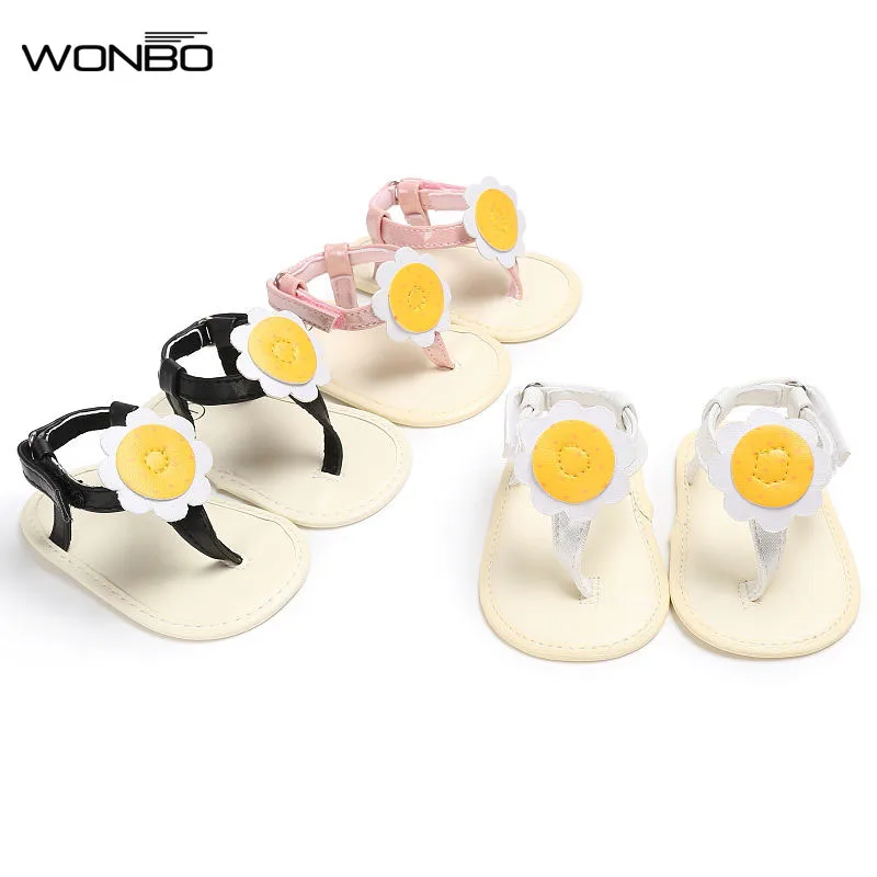 Детские мокасины из искусственной кожи с подсолнечником летние сандалии для