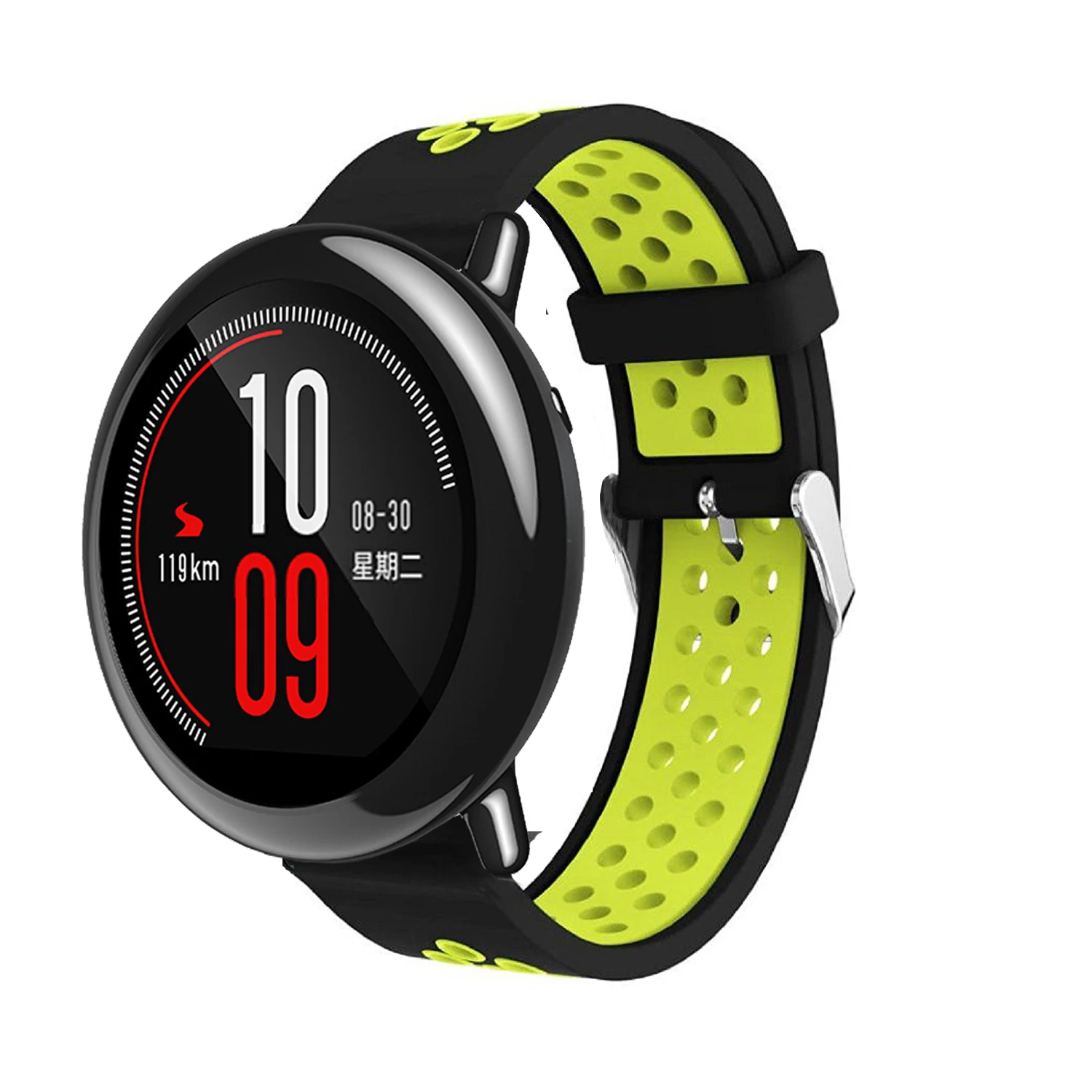 Модный спортивный силиконовый ремешок 22 мм, ремешок для Xiaomi Huami Amazfit PACE, смарт-часы с пряжкой, ремешок для мужчин и женщин - Цвет: black yellow