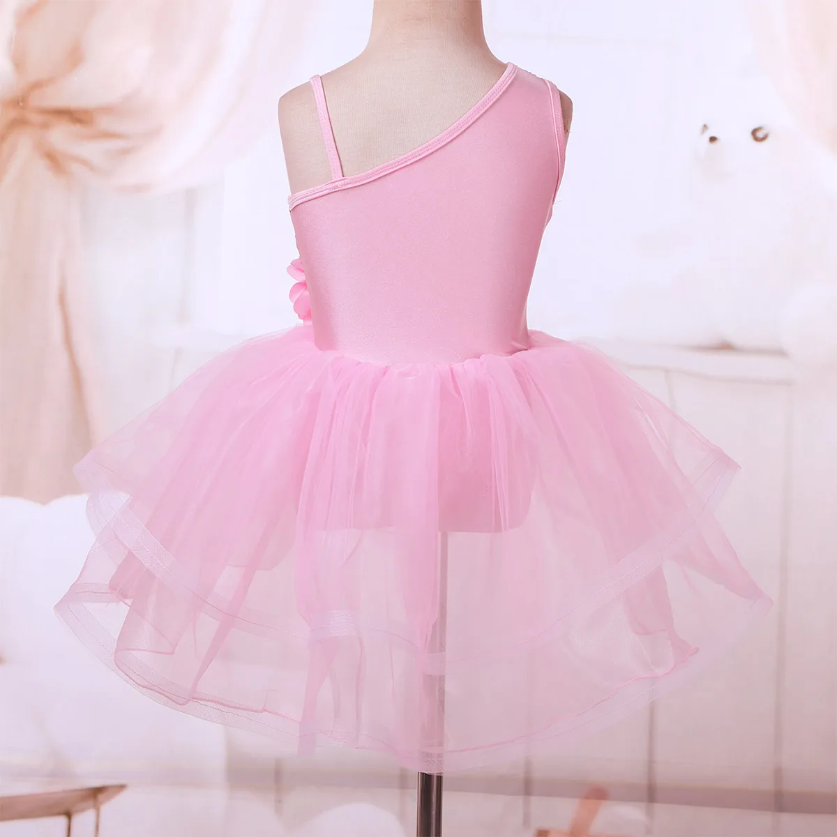 iiniim Flower Girls Dress One-Shoulder Sequins Reflective Costumes Ballerina for Kids Ballet Dance Gymnastics Leotard Tutu | Детская