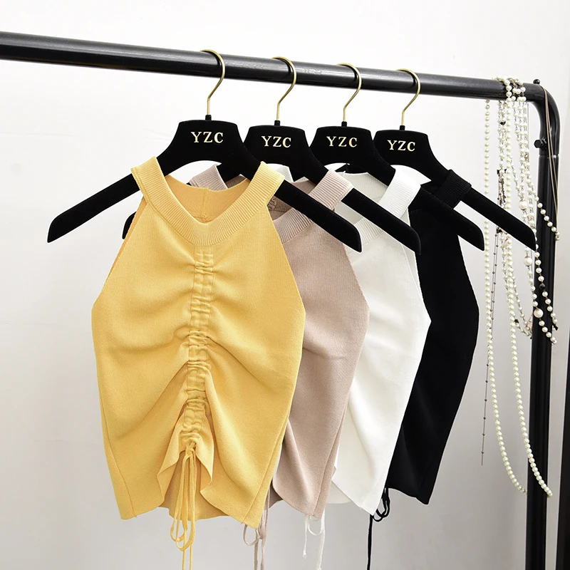 Эластичная трикотажная укороченная кофта с V образным вырезом Летние Женские