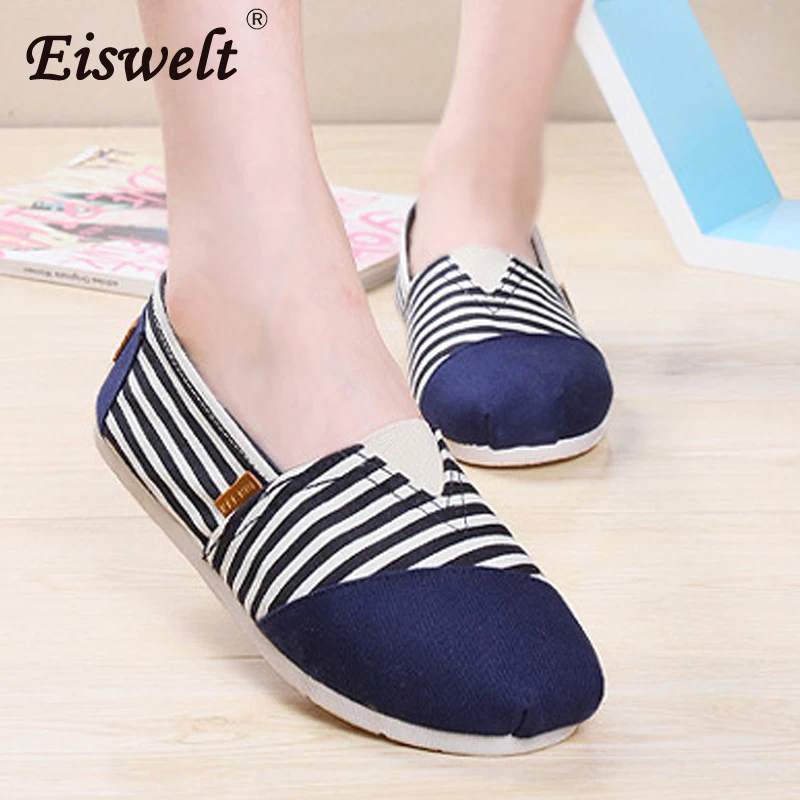 Ботинки женские на плоской подошве в полоску весна-лето | Обувь