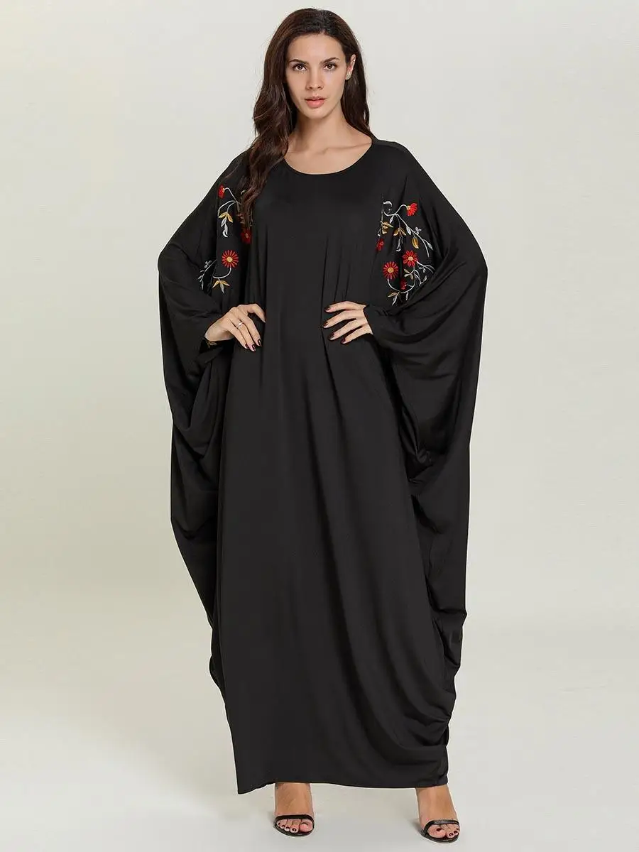 Дубай рукав летучая мышь Farasha Abaya кафтан мусульманское платье для женщин длинный