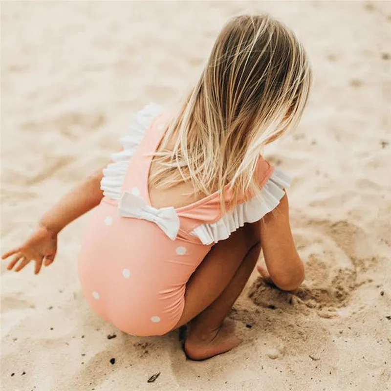 Одинаковый купальный костюм для всей семьи 2018 женский купальник бикини в розовый