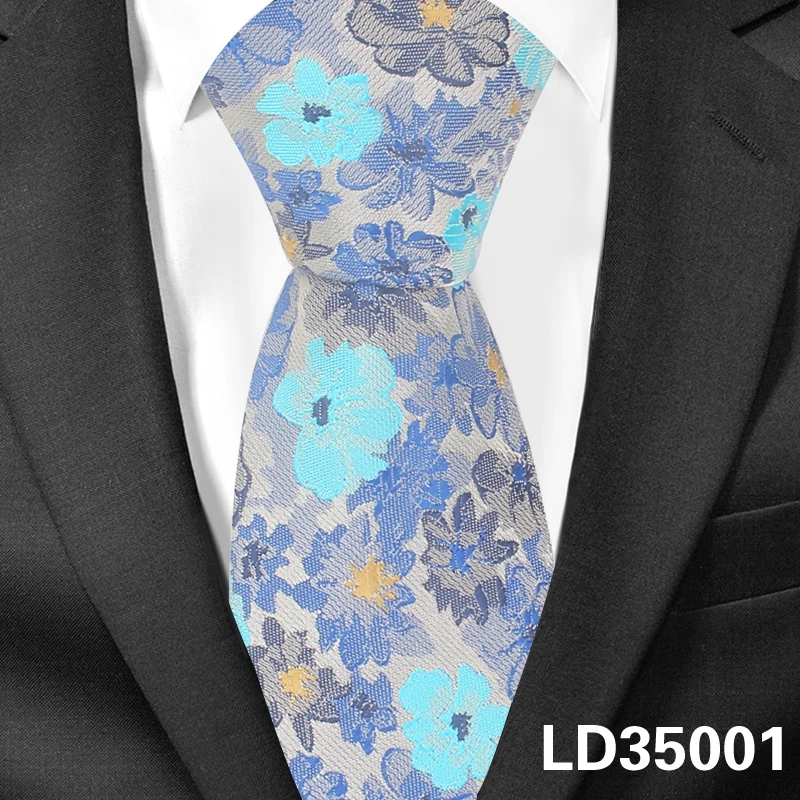 LD35001 Модные полосатые галстуки для мужчин и женщин, жаккардовые Цветочные Галстуки, деловые свадебные костюмы, узкие галстуки, тонкие мужские галстуки Gravatas - Color: LD35001