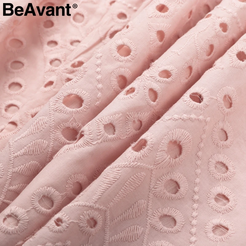 BeAvant открытое кружевное платье с вышивкой женское повседневное белое платье с оборками на рукавах летнее пляжное хлопковое короткое платье vestidos
