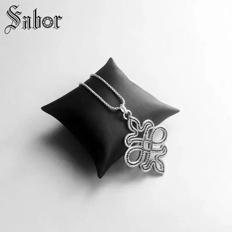 Кулоны с узлом из черного циркона Модная бижутерия серебряный цвет винтажный