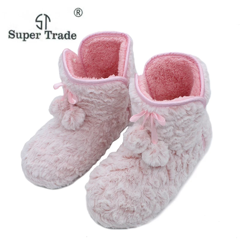 ST SUPER TRADE/Женская плюшевая домашняя обувь нескользящие однотонные домашние