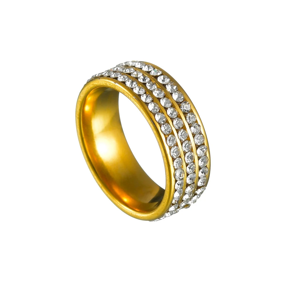 Женские свадебные кольца Стразы с 3 рядами прозрачных кристаллов модные женские