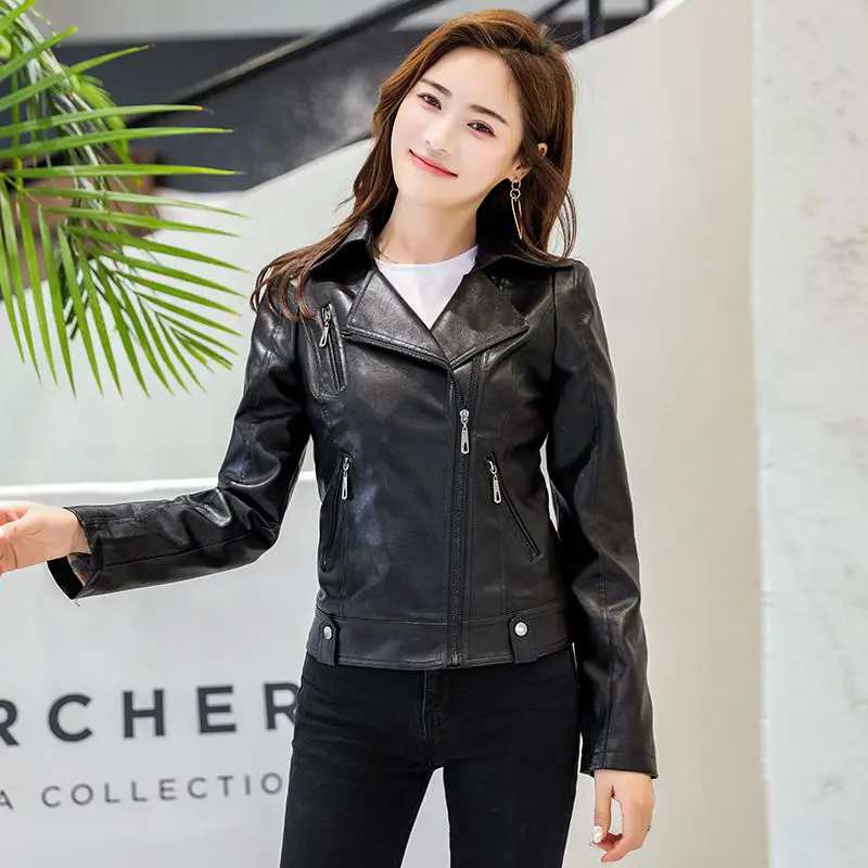 Женская кожаная куртка 2020 новое модное пальто женская одежда мотоциклетная