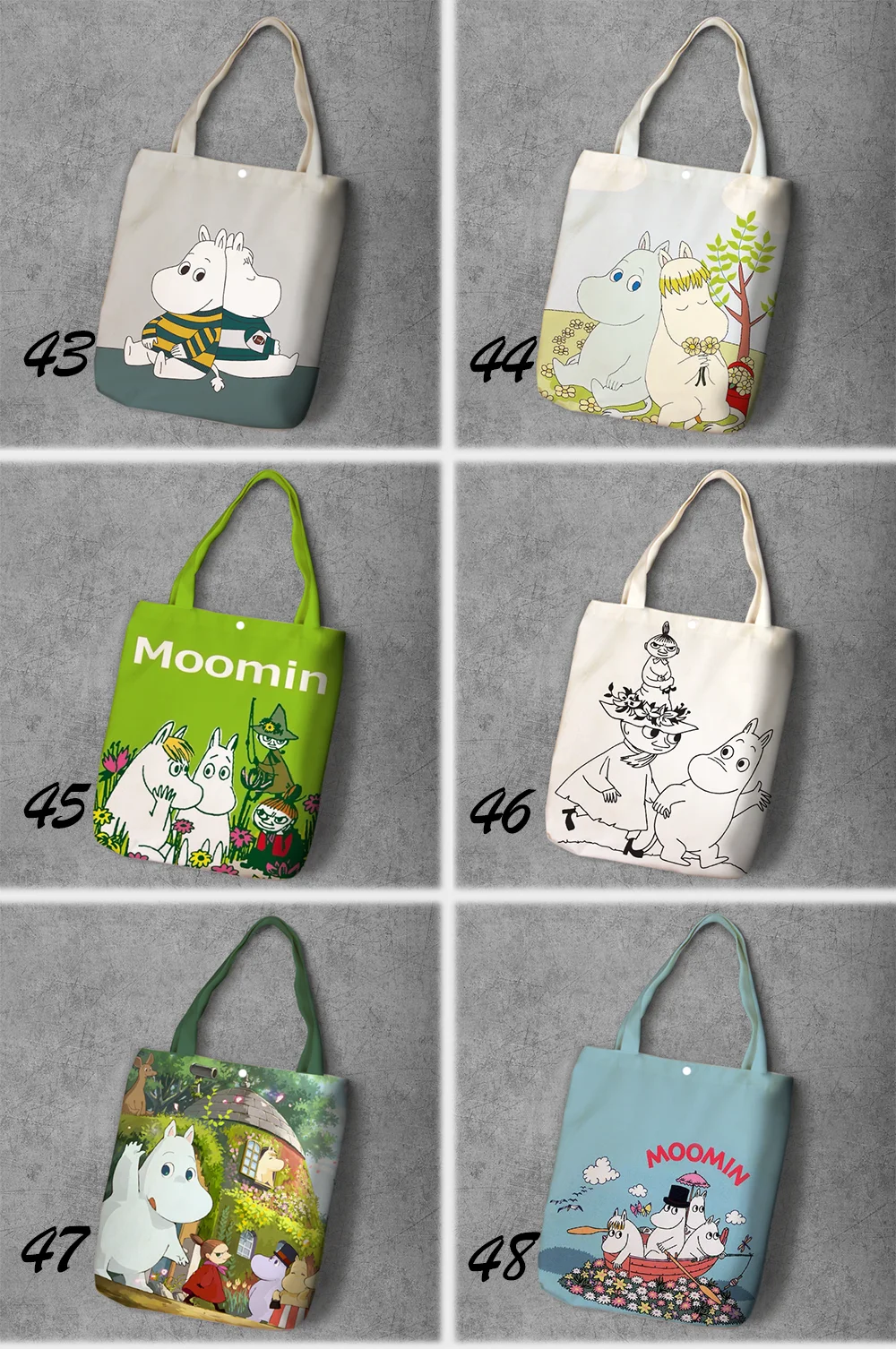 Moomin сумка для покупок милый гиппопотам тонкий маленький мой рюкзак на плечо Студенческая Холщовая Сумка с принтом Сумка-тоут на кнопках Холщовая Сумка