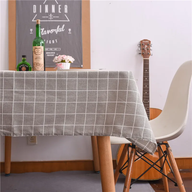 Nordic Cotton Linen Waterproof Tablecloth Black White Pink Plaid Table Cloth For Table Cover New Tablecloth Rectangular 1PC