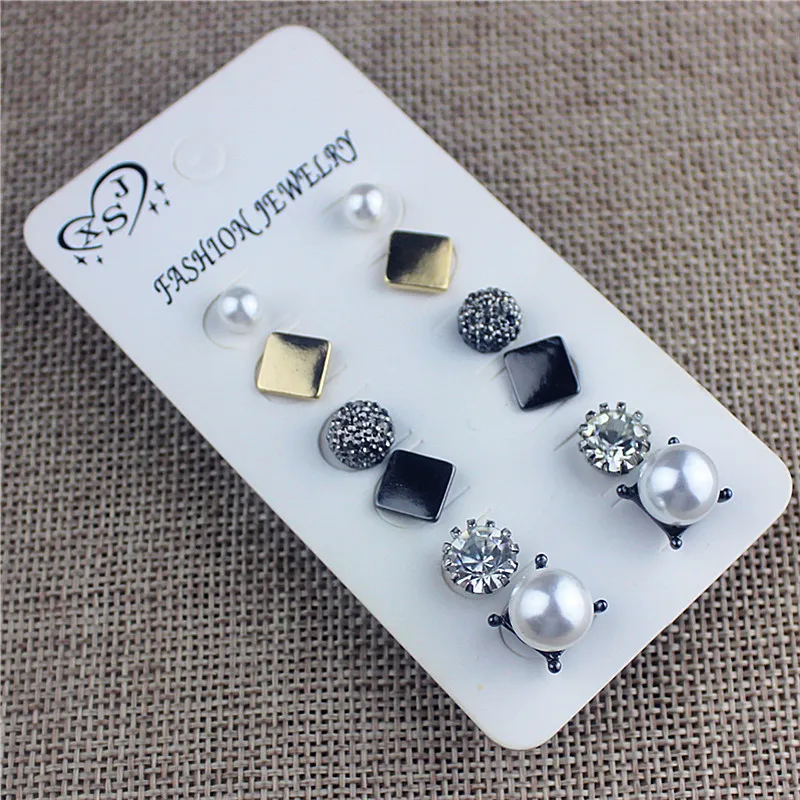 New fashion gorgeous women's jewelry girl's birthday party beautiful mash-up type 6 pairs/set earring earrings agent shipping |