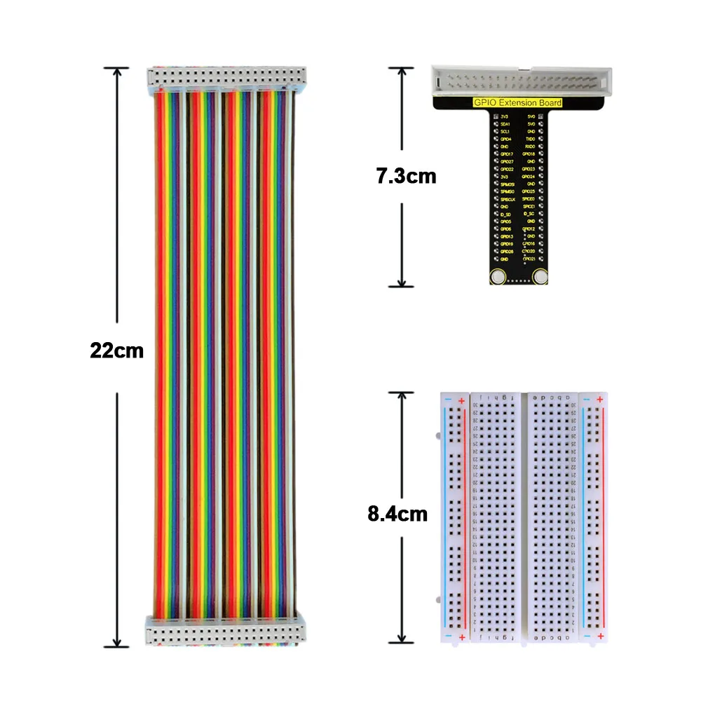 Цветной ленточный кабель Keyestudio T-type GPIO Shield V1 + 40P макетная плата с 400 отверстиями