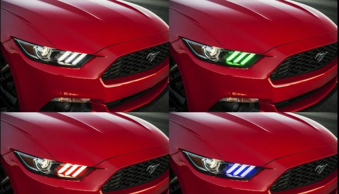 2 шт. RGB глаза ангела и 6 в полоску светильник bluetooth для mustang 2015 2016 2017 | Автомобили