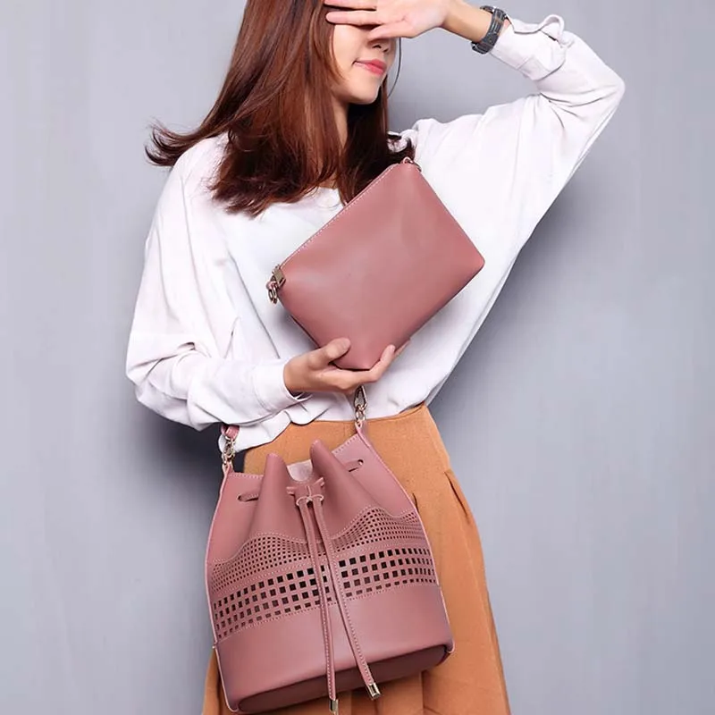 

2019 new summer hollow ladies bag fashion shoulder bag pu leather Two-piece set handbag ZXL106