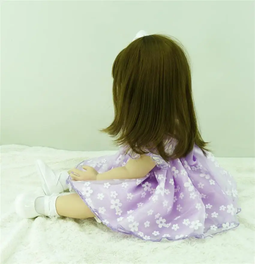 24 &quot60 см reborn babies silicone bebe alive коричневые волосы с круглым лицом Креативные Куклы