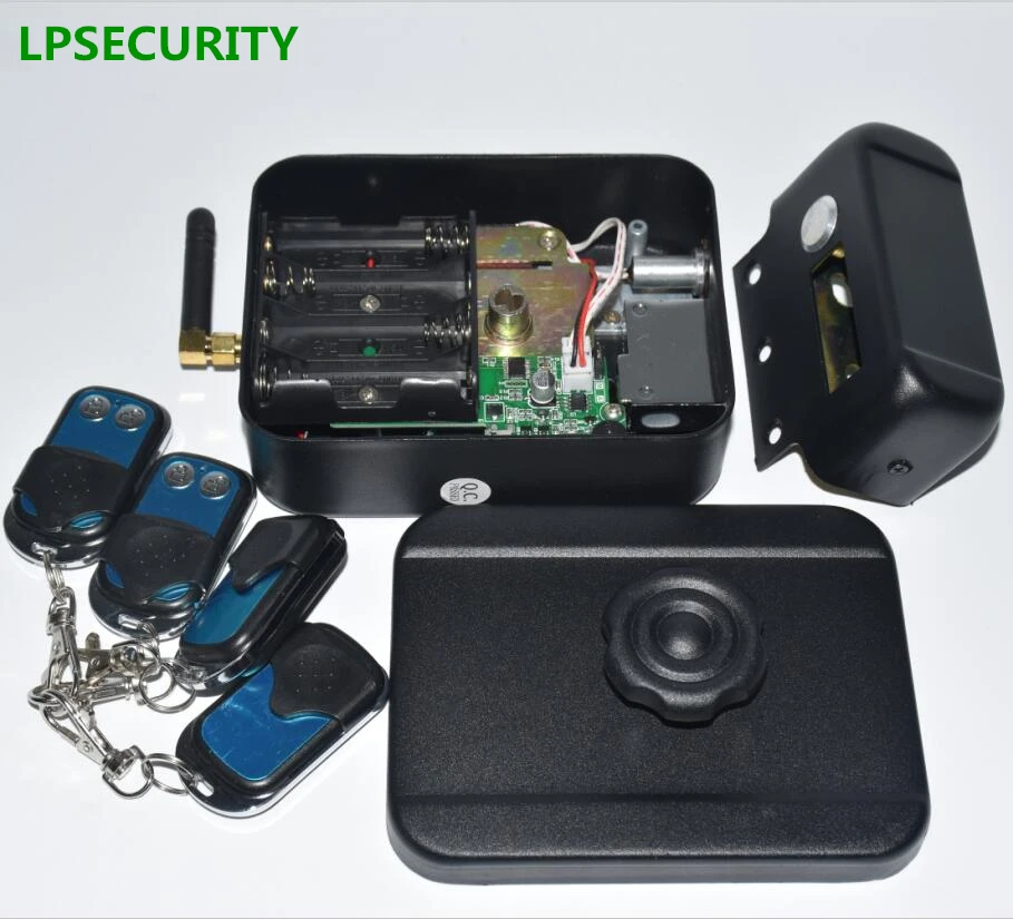 LPSECURITY батарея мощность 4 пульта дистанционного управления беспроводной открытый замок двери ворота Электрический замок болт падения(без батареи в комплекте