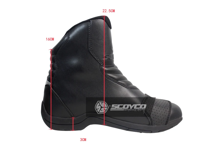 SCOYCO Moto Racing искусственная кожа мотоциклетные водонепроницаемые сапоги обувь мотоцикл короткие для верховой езды спортивная дорога Профессиональный Botas T011W