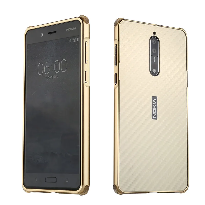 Роскошный Жесткий чехол с металлическим бампером для Nokia X6 X5 8 7 Plus 6 6,1 PC задняя панель чехол из углеродного волокна для Nokia 8 7 чехол для телефона Capa