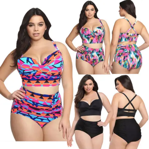 Женский купальник из двух предметов с высокой талией и цветочным рисунком |