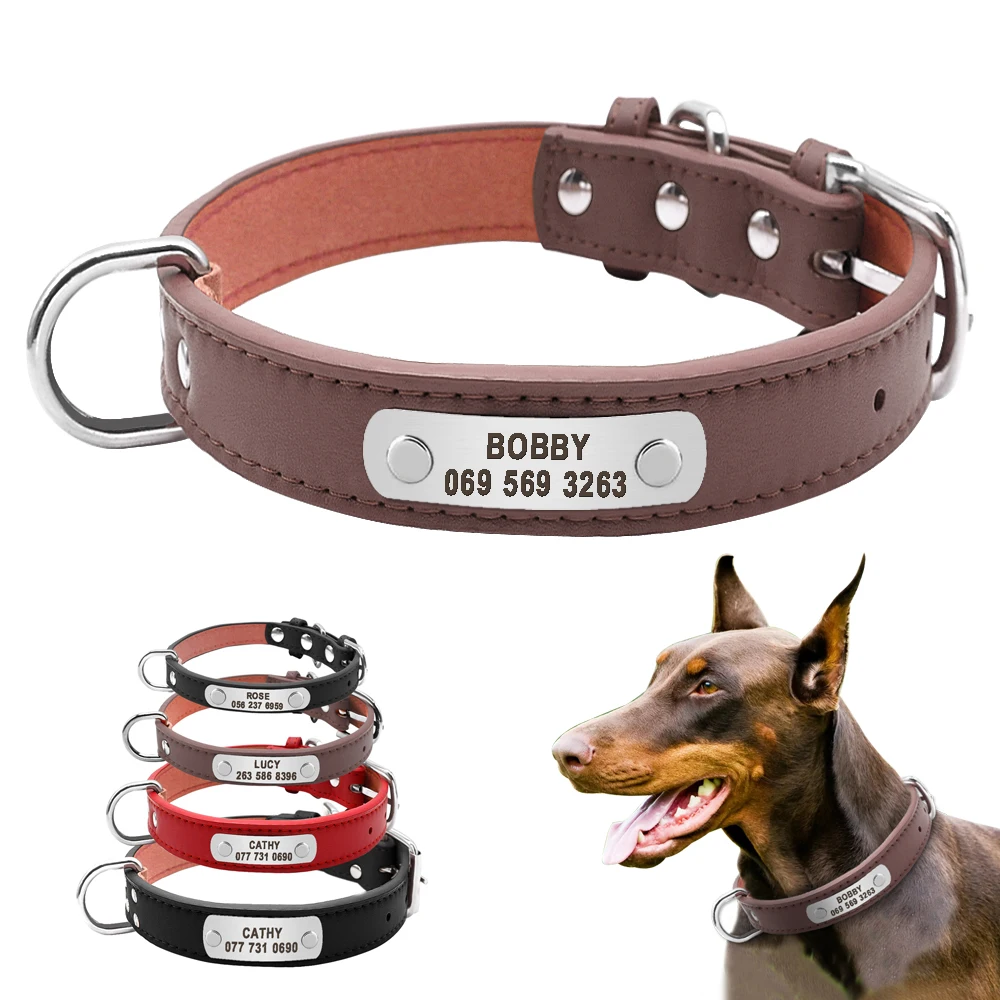 Прочный персонализированный ошейник из искусственной кожи 4 размера|personalized dog