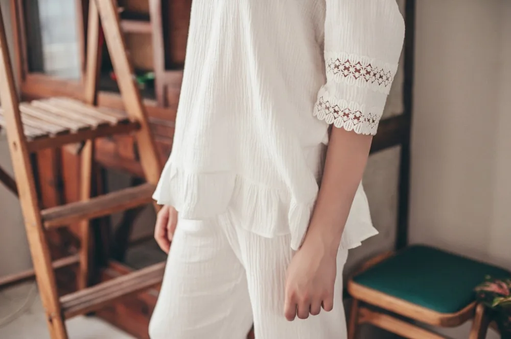 Бесплатная доставка Новые летние Для женщин пижамы Брюки для девочек комплект