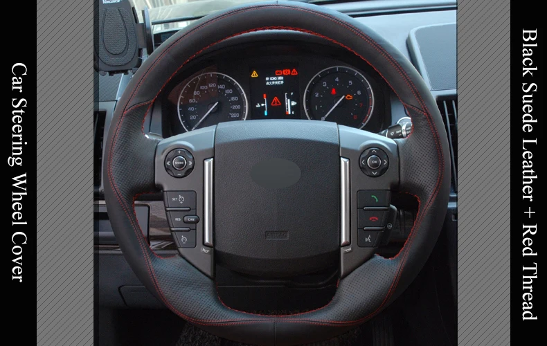 LQTENLEO черный замшевый чехол на руль из натуральной кожи для Land Rover Дискавери 4 2010- Range Rover Sport 2010-2013