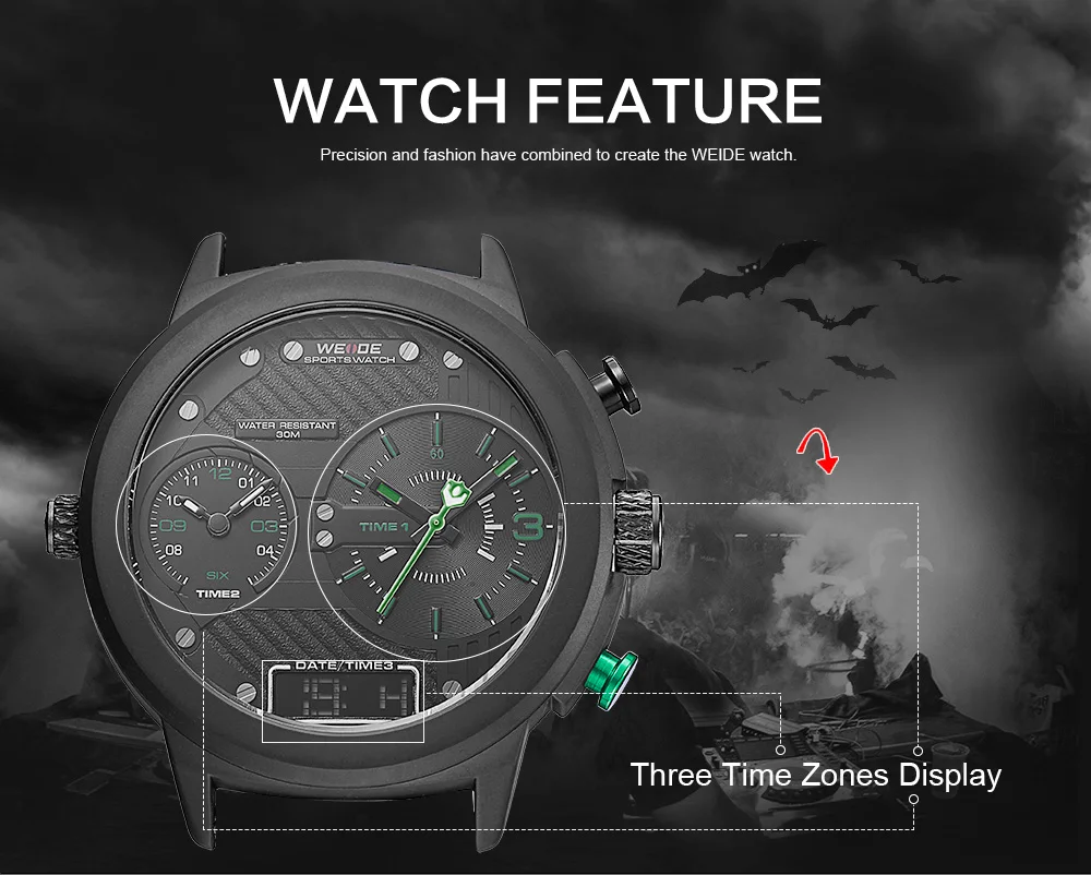 WEIDE мужской нейлоновый ремешок браслет наручные часы кварцевый механизм календарь несколько часовых поясов Автоматическая Дата Календарь Relogio Masculino