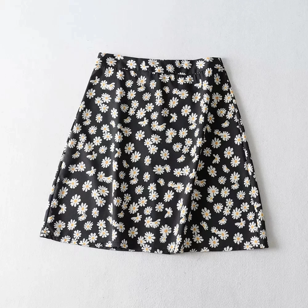 Женская винтажная леопардовая мини юбка трапециевидная с цветочным принтом и