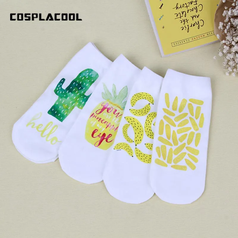

[COSPLACOOL]European Design Fruits/Cacti Harajuku Cotton Socks Women High Quality Pure and Fresh Mesh Meias Girls Funny Socks
