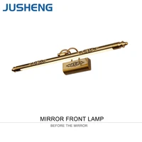 jusheng classic antique brass led wall lamps in bathroom with swing arm over mirrors picture lighting fixtures indoor110v 220v