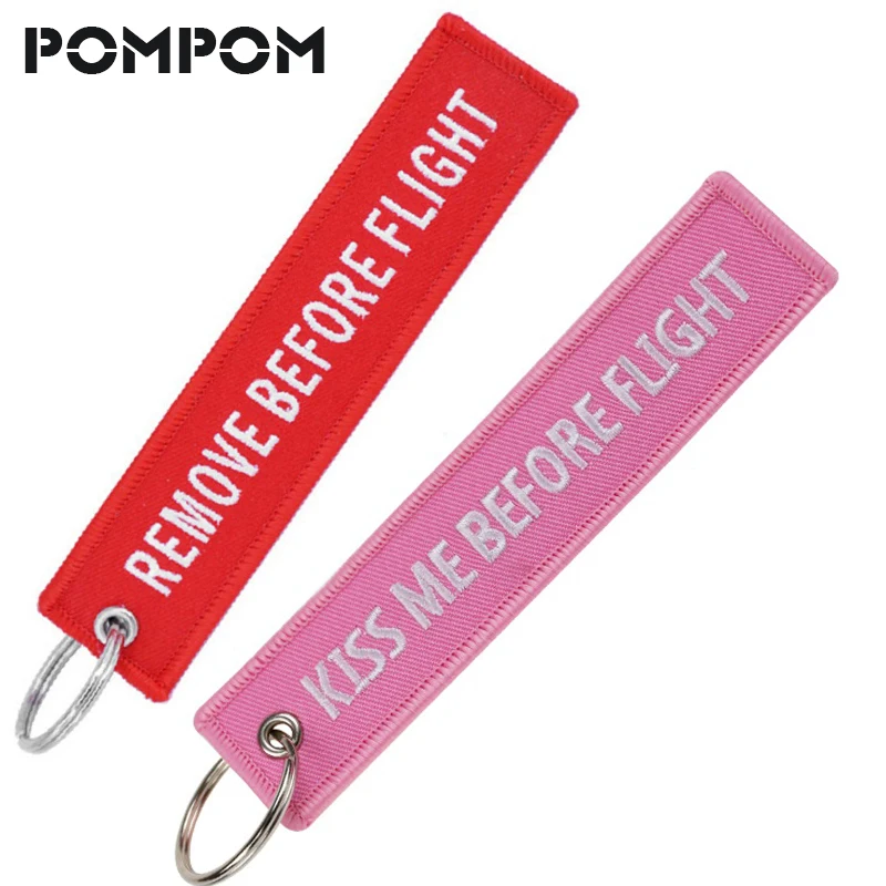

2PC Remove Before Flight Keychains keyring for Aviation Gifts Stitch OEM Pink Kiss me before Flight keychian Key Tags llaveros