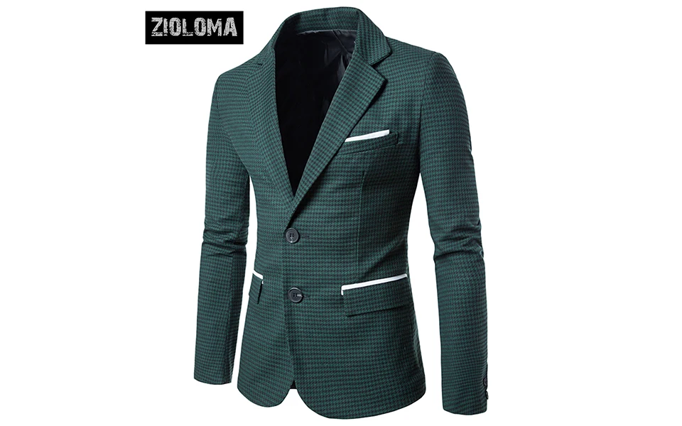 Модный Полосатый блейзер для мужчин s Slim Fit костюм ZIOLOMA деловые повседневные мужские стильные блейзеры в горошек Мужской винтажный классический костюм формальная вечеринка