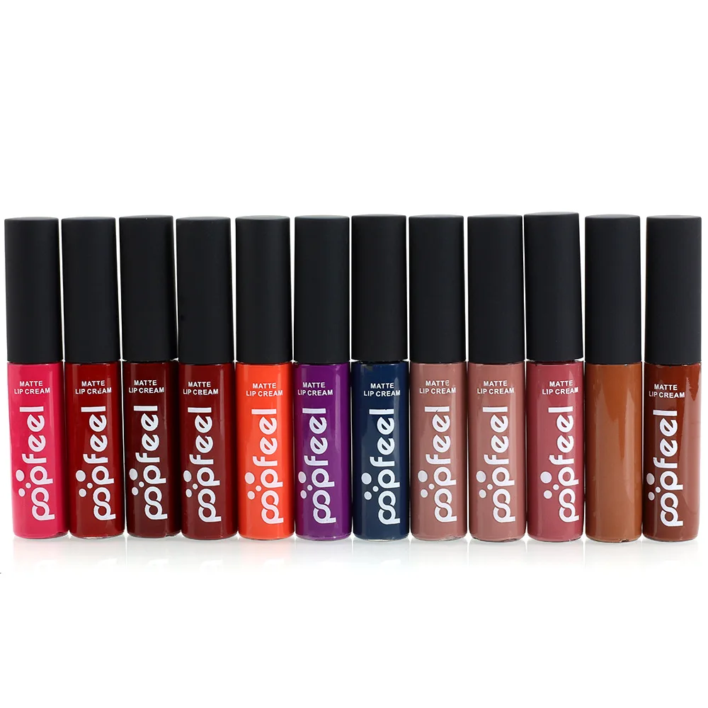 Жидкая помада Popfeel с оттенком 12 цветов блеск для губ долговечный кремовый