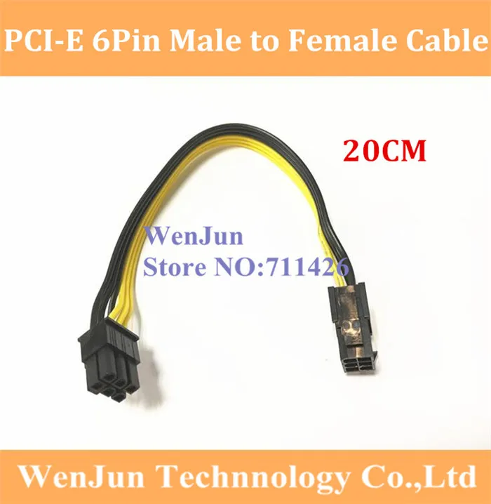 

20PCS Free Shipping 20CM PCI-E GPU 6Pin 2*3pin male to 6 pin Female Power extension Cable adapter 18AWG for video card
