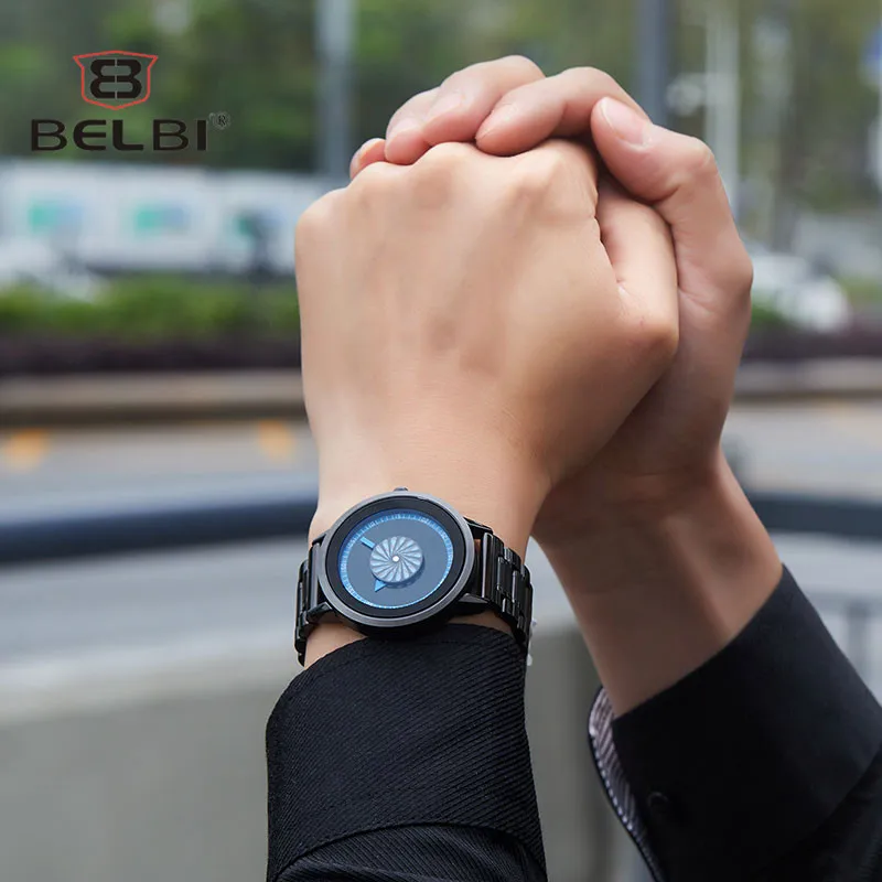 Мужские повседневные часы BELBI Модные Кварцевые Золотые с сетчатым ремешком