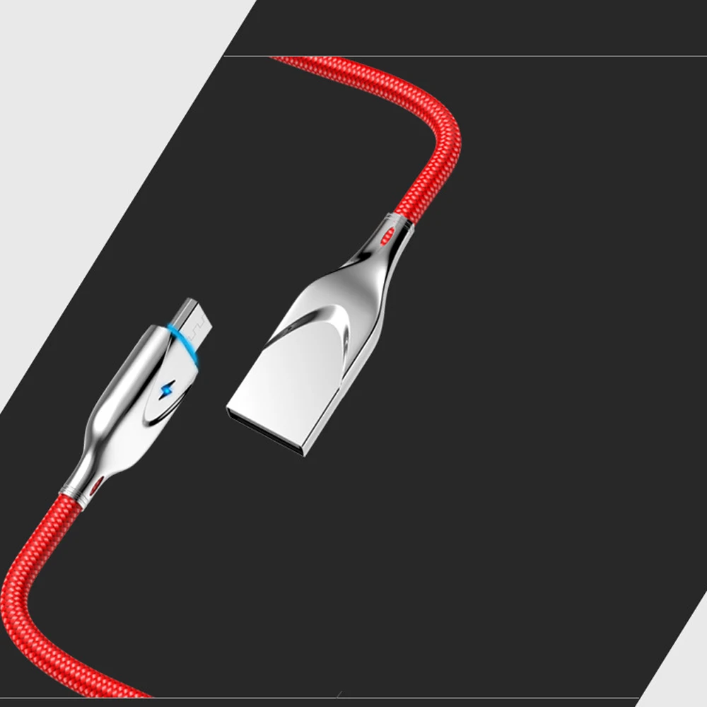 2.3A цинковый сплав Micro USB type-C кабель для iPh светодиодный светильник для быстрой зарядки данных кабель для мобильного телефона