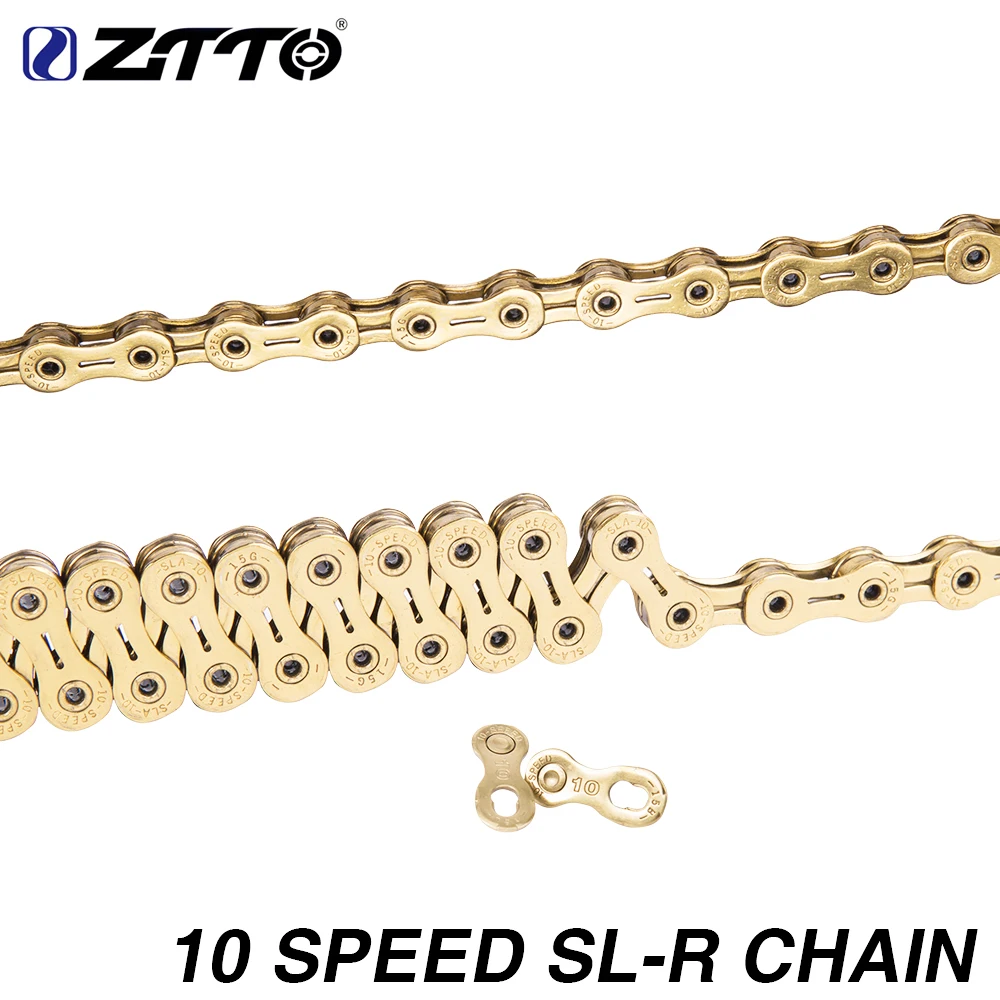 

ZTTO 10s Golden Hollow SLR Chain Bicycle Part Durable Gold 20 S 30v 10Speed For MTB Mountain Bike Road K7 Parts HG System