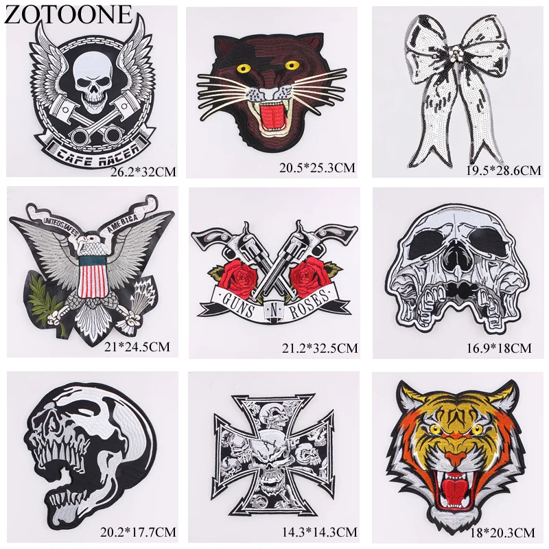 ZOTOONE Guns N Roses череп Тигр 3D Наклейка Крыло большая нашивка для одежды вышивка утюгом