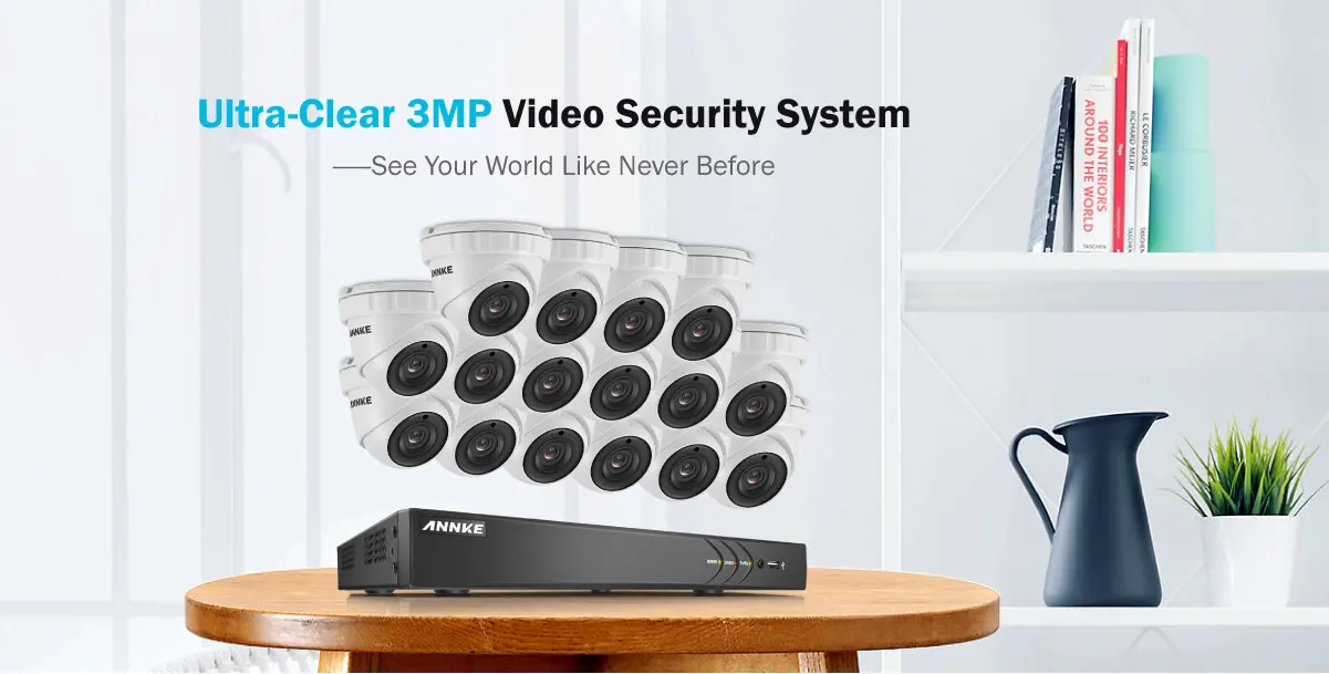 ANNKE 16CH HD 3MP видео система безопасности 5в1 DVR 16 шт. TVI купольная камера Открытый атмосферостойкий PIR детектор движения комплект домашнего видеонаблюдения