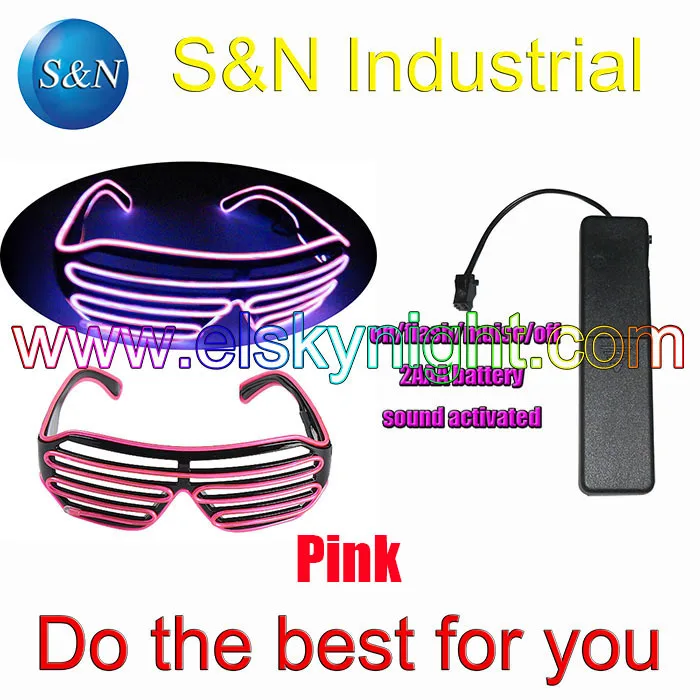 Ко! Лед синий EL провод светящаяся вспышка затвора светодиодные очки + батарейный