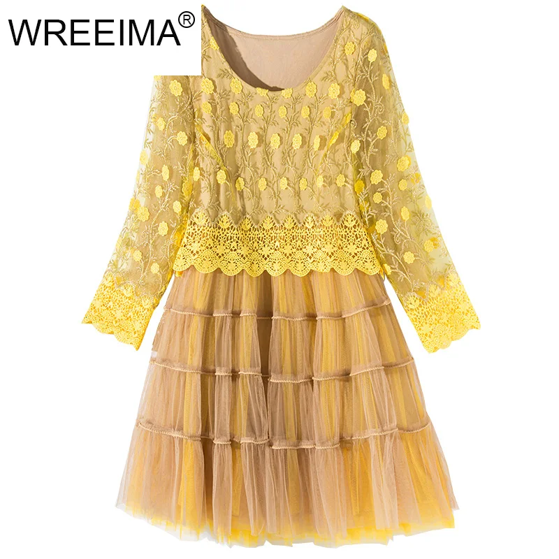 Нежный вышитая марля из кусков женское платье 2019 сезон: весна–лето Топ Класс