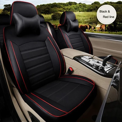 black x red line Автомобильный чехол для Toyota Sienna, чехлы для сидений, стильные чехлы для сидений, защитные чехлы из воловьей кожи, набор автомобильных аксессуаров 2004- лет - Название цвета: black x red line