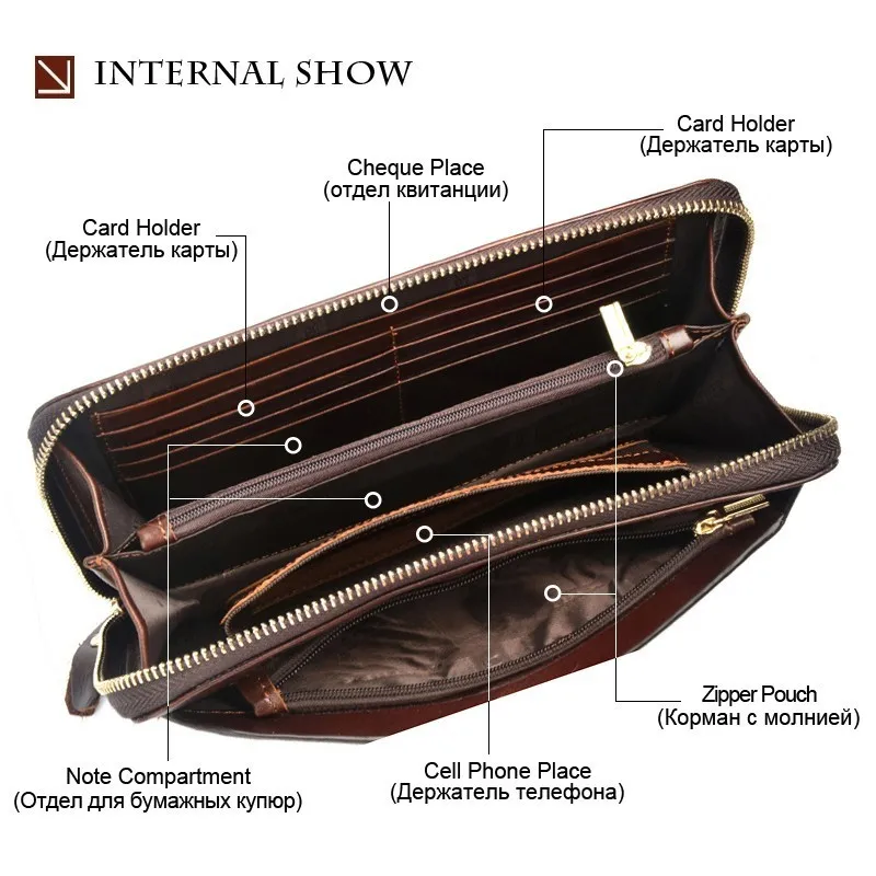 Misfits роскошный клатч из натуральной кожи Длинный кошелек на молнии воловьей