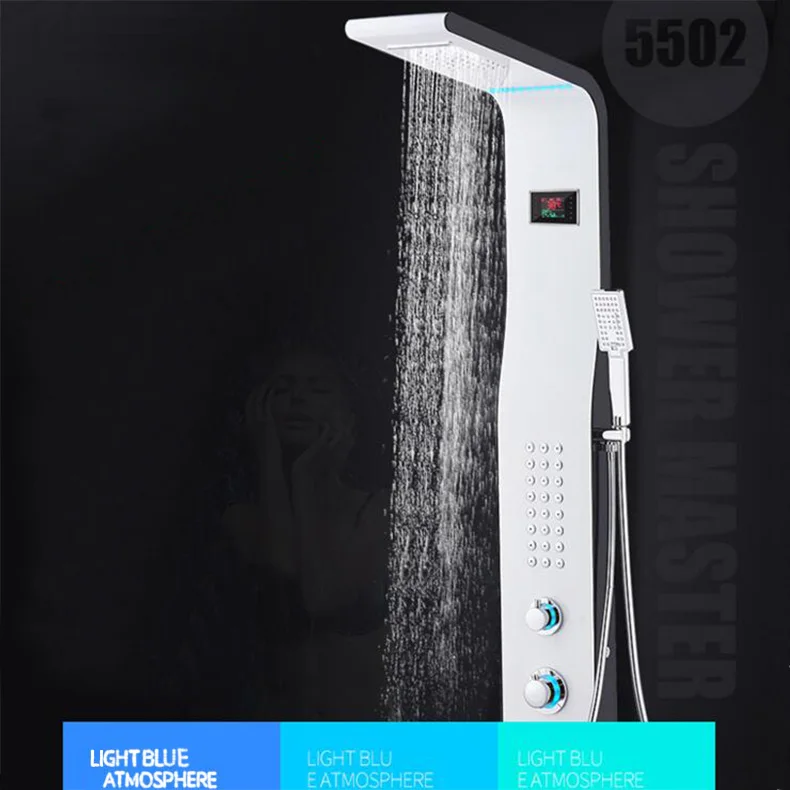 

New high quality stainless steel and brass material wall mounted White finished shower faucet set Thermostatic Faucets 5 Colors