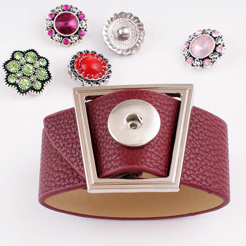 fashion DIY 18mm PU leather Snap button jewelry bracelet GIRLS Women BR2305 | Украшения и аксессуары