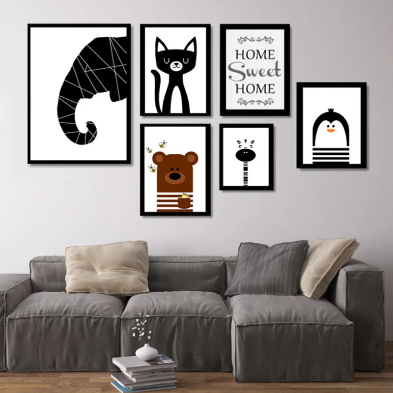 

Nordic Elephant Bear Cat Penguin Animals Paintings Posters And Prints Wall Pictures For Living Room Home Wall Decor No Frame